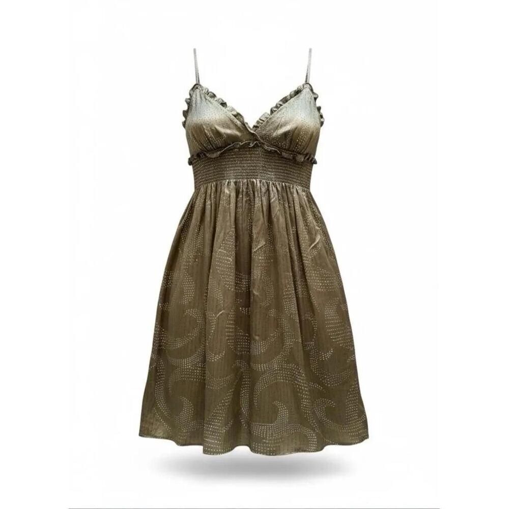BCBGMAXAZRIA silk brown polka dot midi dress Size: L | Y2K Fairycore